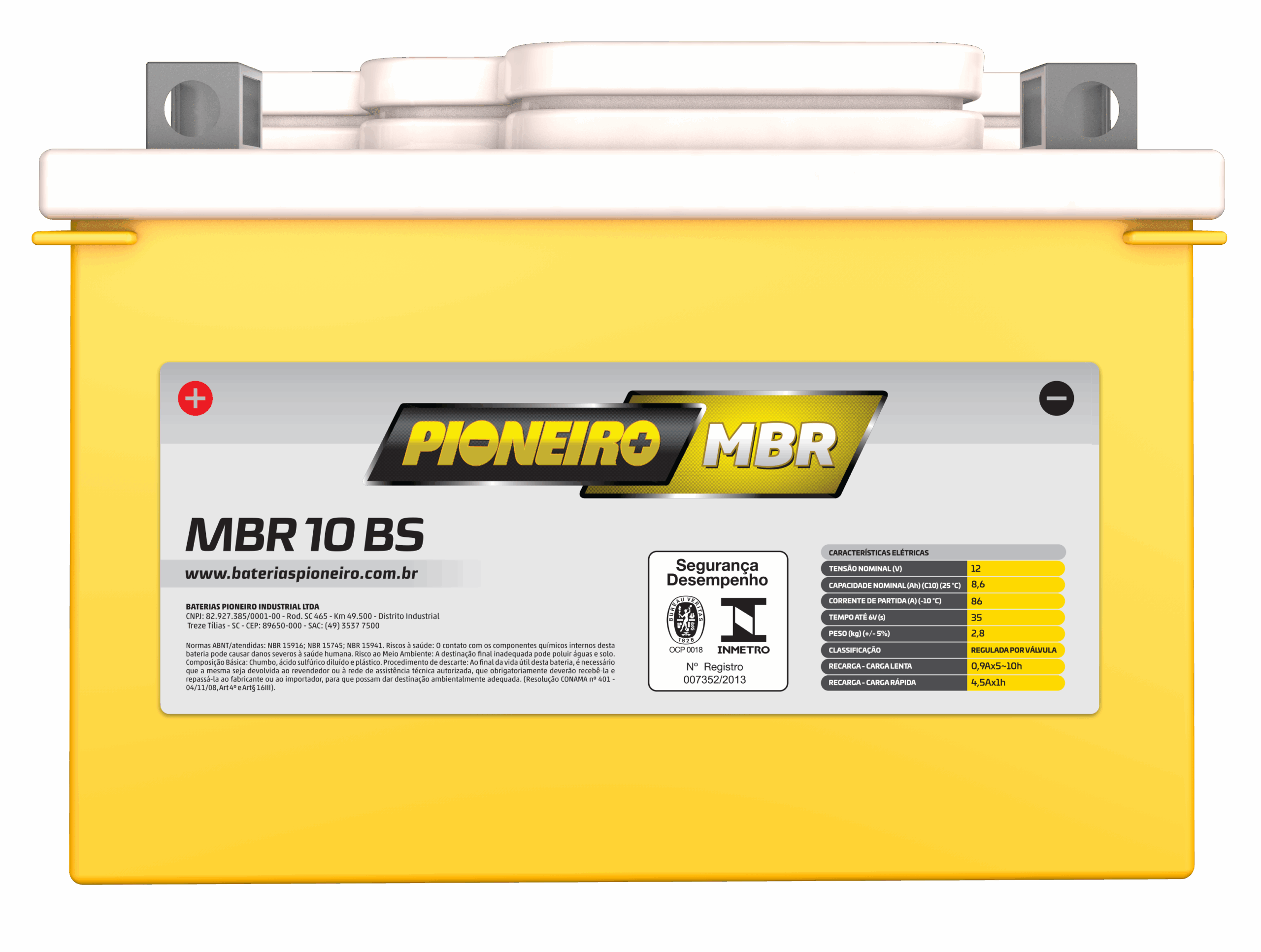 Bateria de Moto Pioneiro MBR 10-BS – 9 Meses de Garantia