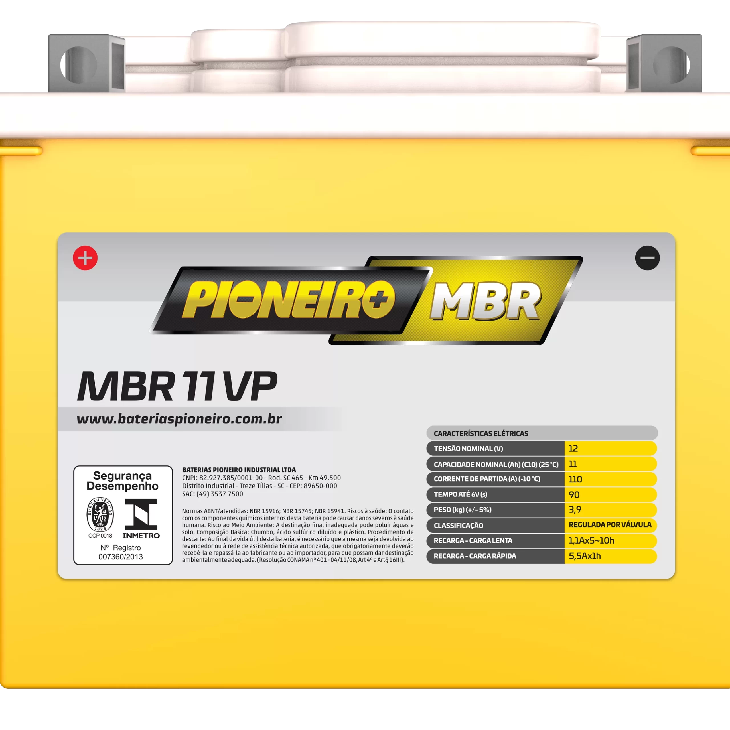 Bateria de Moto Pioneiro MBR 11-VP – 9 Meses de Garantia