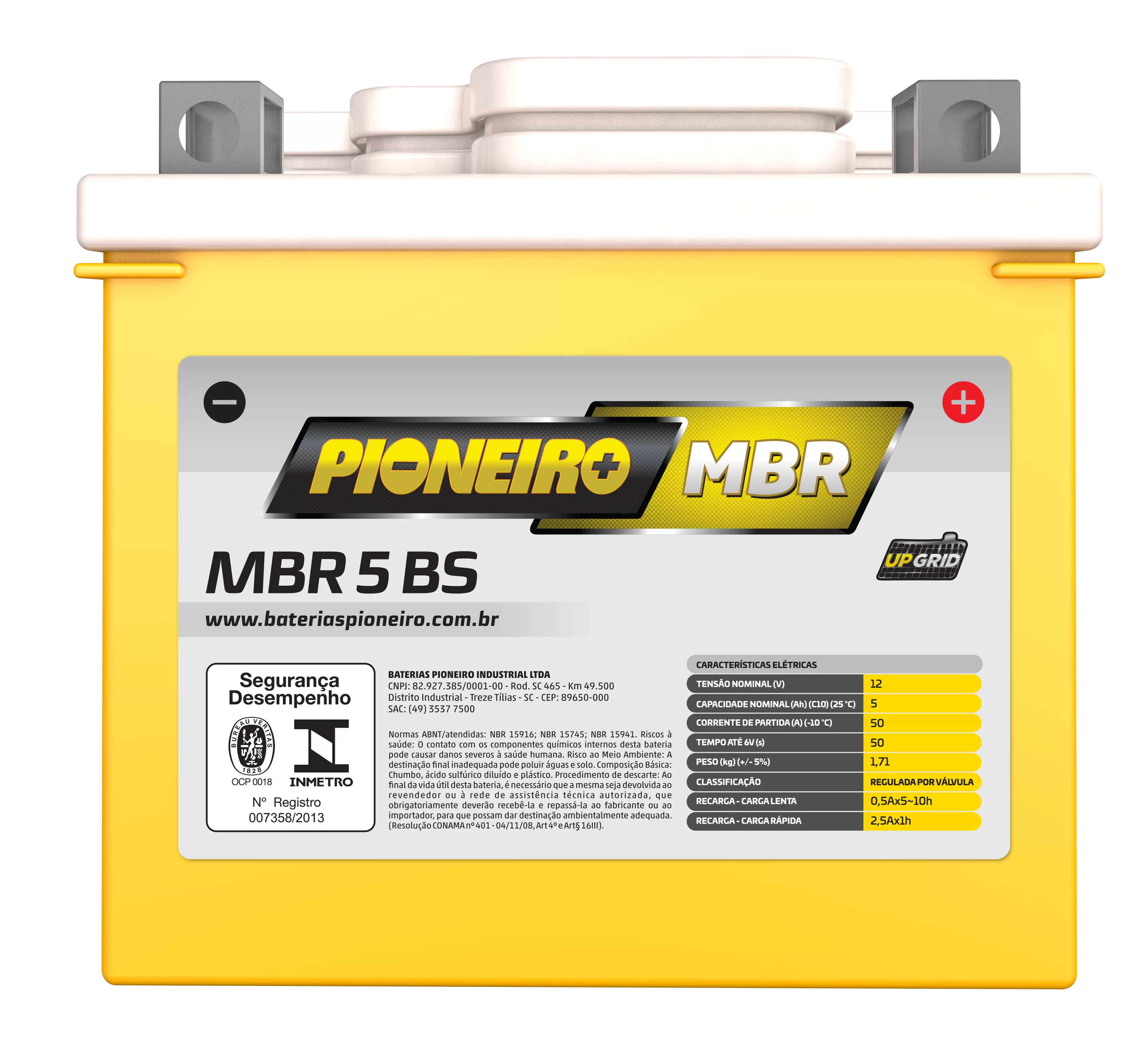 Bateria de Moto Pioneiro MBR 5-BS – 12 Meses de Garantia