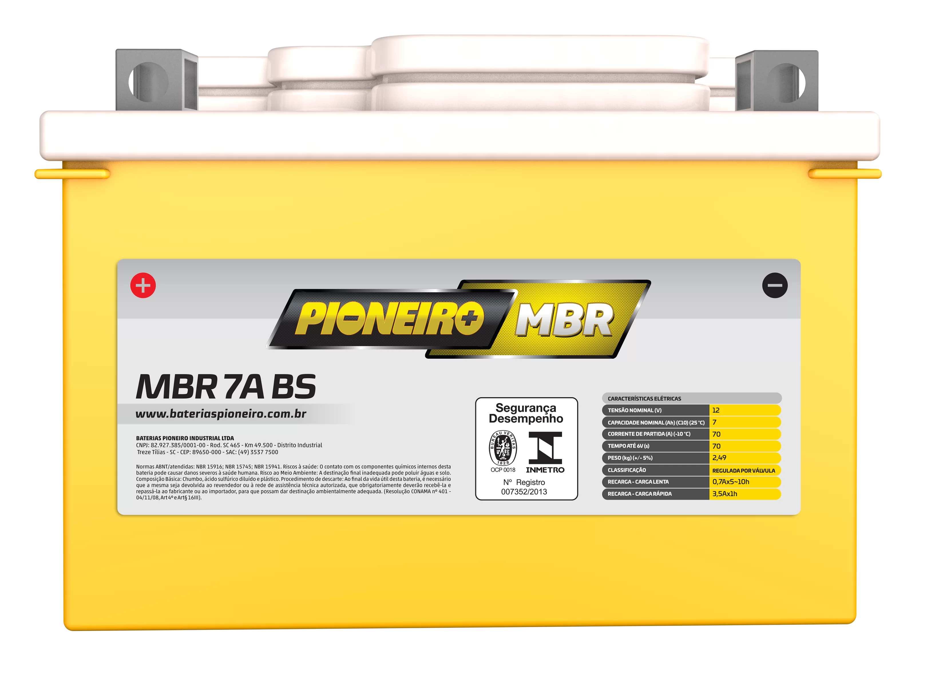 Bateria de Moto Pioneiro MBR 7A-BS – 9 Meses de Garantia