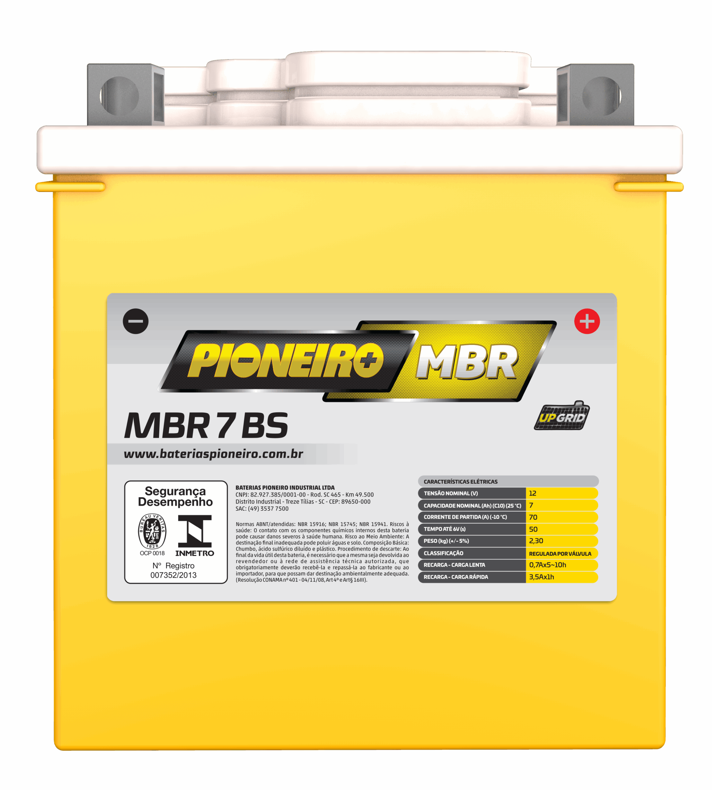 Bateria de Moto Pioneiro MBR 7-BS – 12 Meses de Garantia