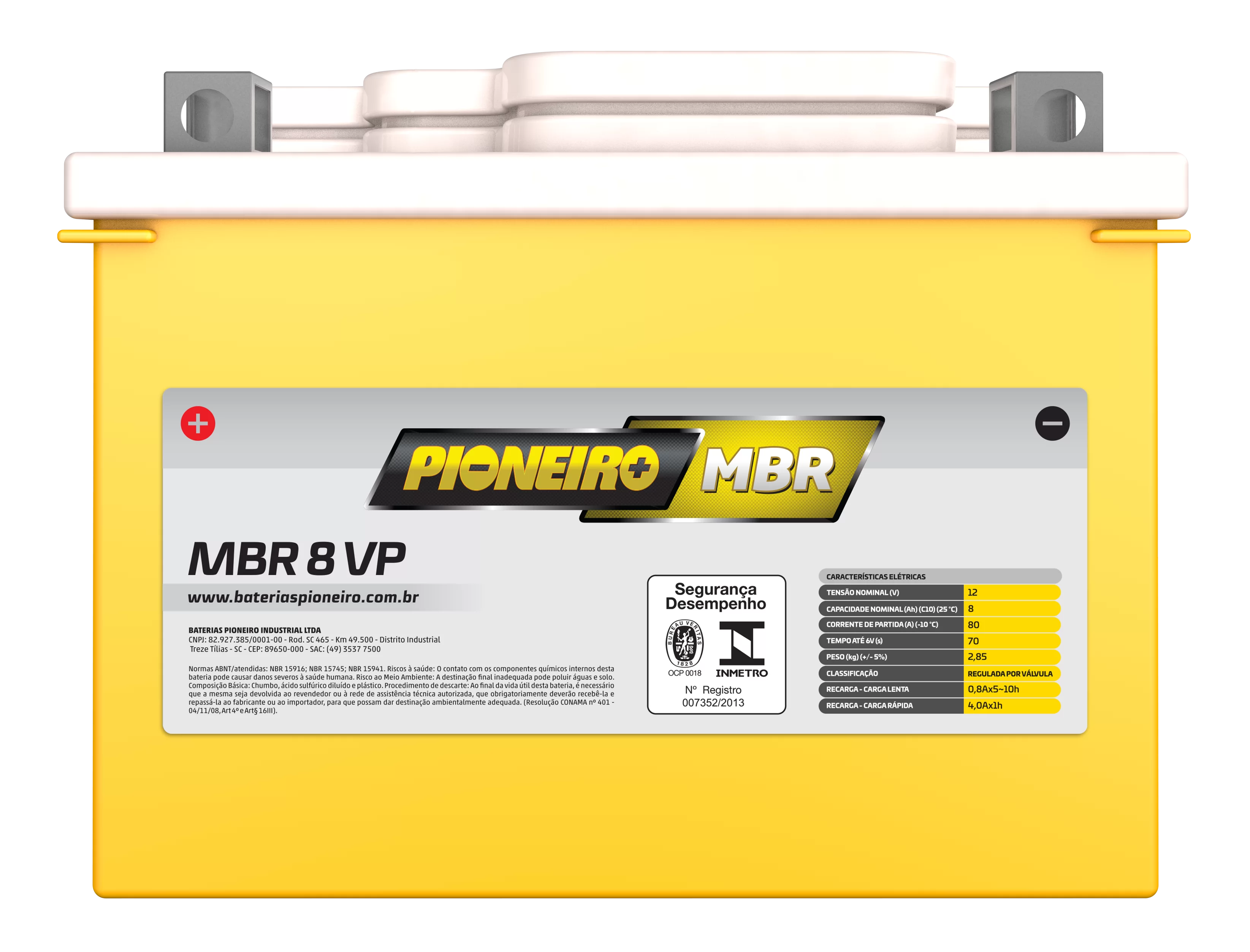 Bateria de Moto Pioneiro MBR 8-VP – 9 Meses de Garantia
