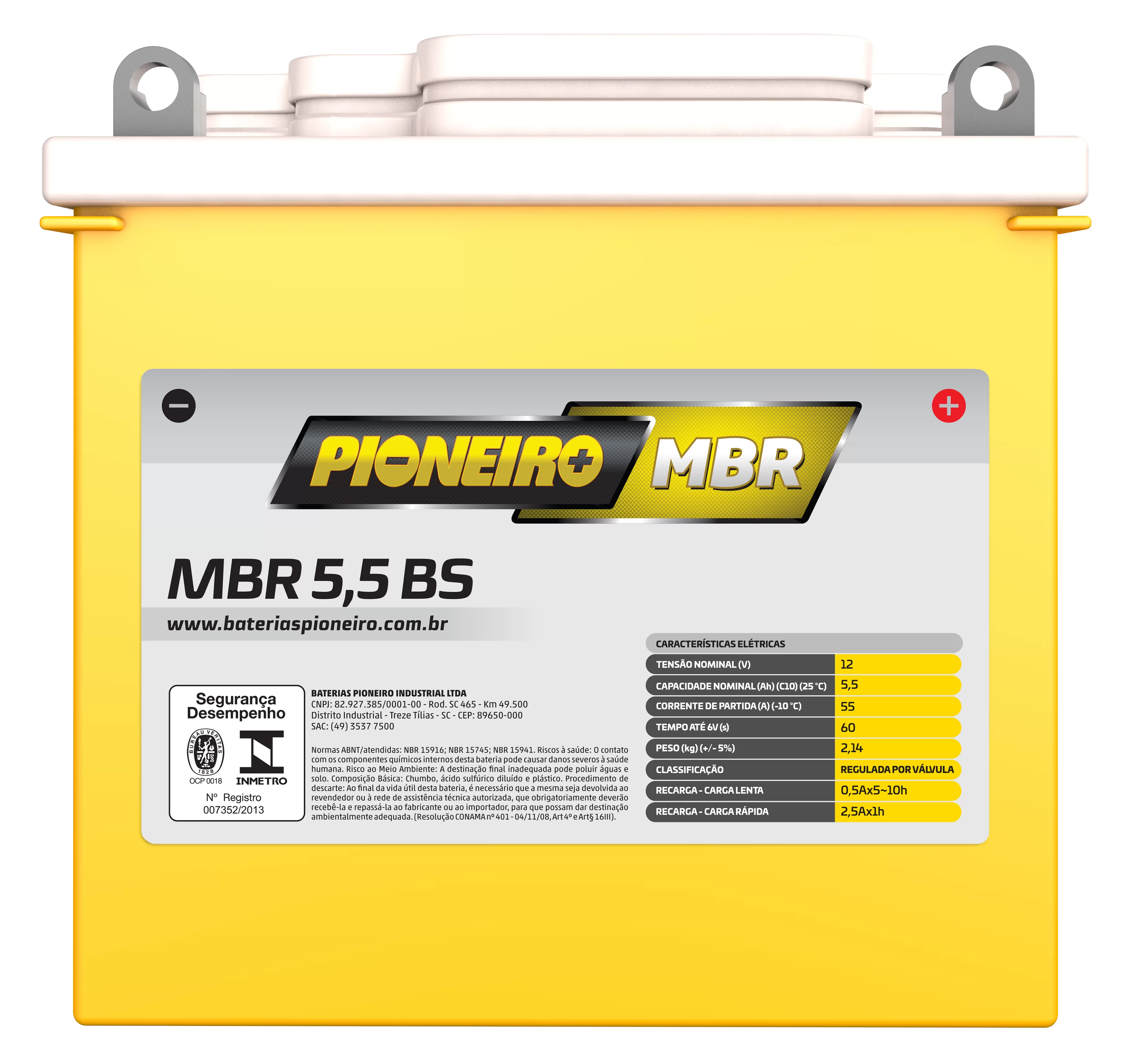 Bateria de Moto Pioneiro MBR 5,5-BS – 9 Meses de Garantia