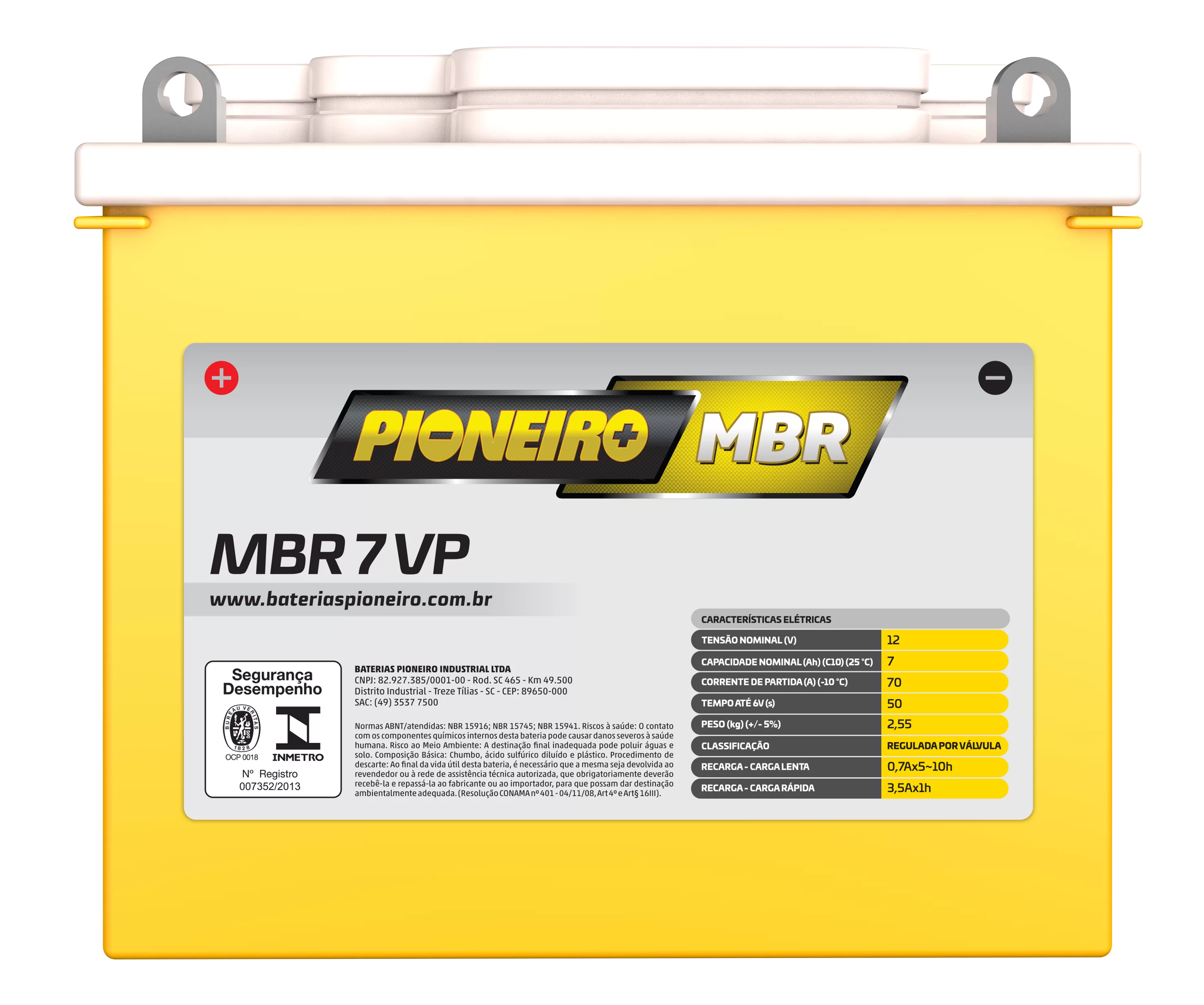 Bateria de Moto Pioneiro MBR 7-VP – 9 Meses de Garantia