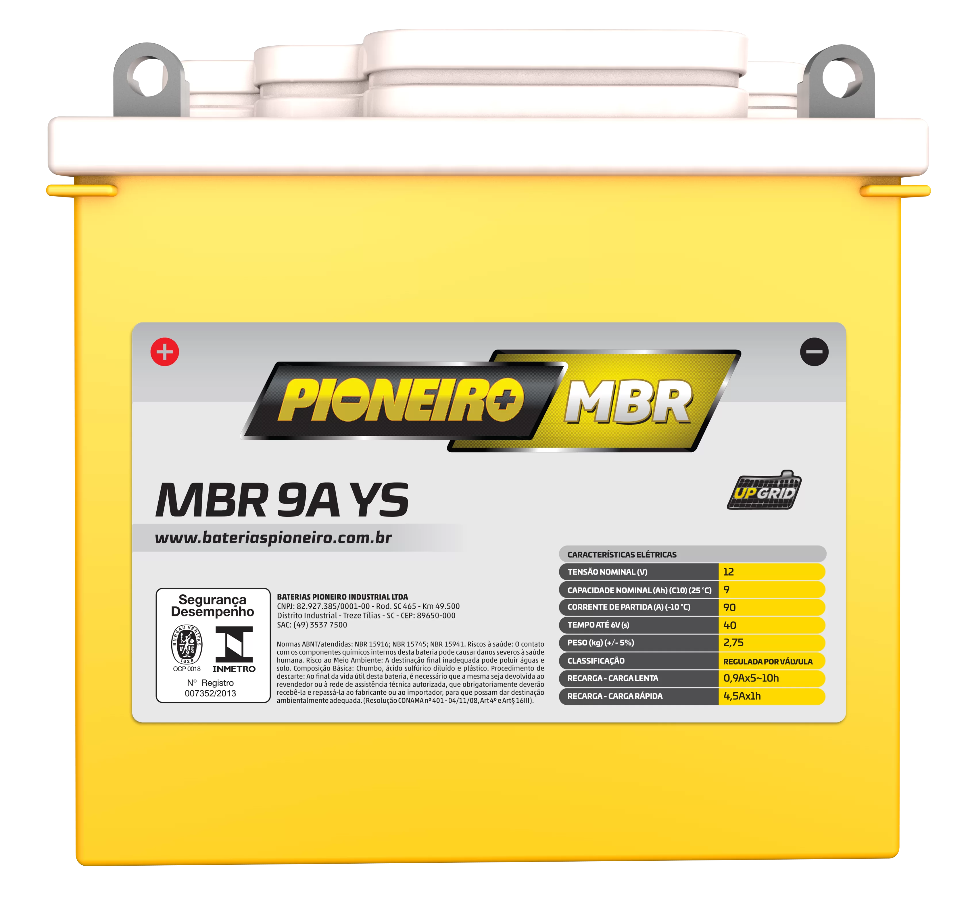 Bateria de Moto Pioneiro MBR 9A-YS – 9 Meses de Garantia