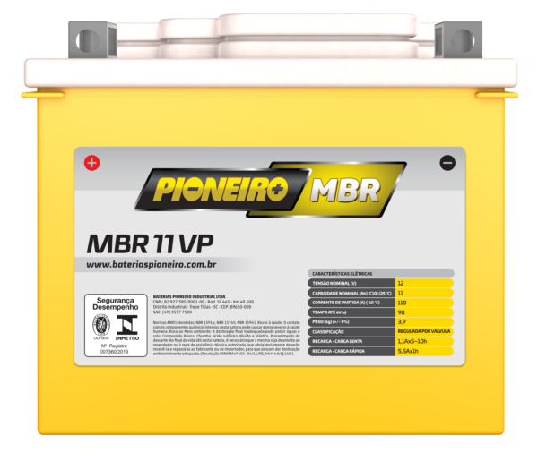 Bateria de Moto Pioneiro MBR 11-VP – 9 Meses de Garantia